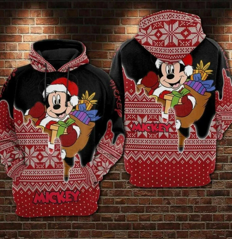 Mickey Mouse Merry Christmas Movies Disney Over Print 3d Hoodie