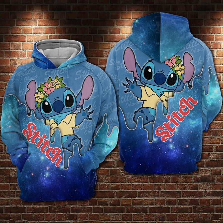 Cartoon Lilo And Stitch Over Print 3d Hoodie Zip Hoodie 1090