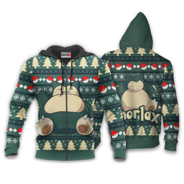 Snorlax Anime Pokemon Manga Ugly Christmas Sweater 1k937 Stylist Unisex Graphic Outfits Aop 3d Hoodie Zip Hoodie 2691
