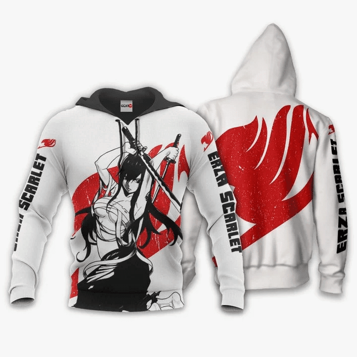 Erza Scarlet Anime Manga Fairy Tail Silhouette For Men And Women 3d Hoodie Zip Hoodie