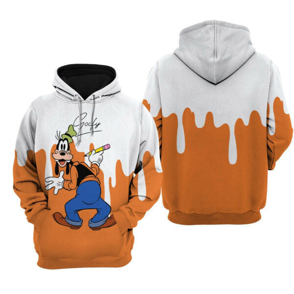 Goofy Dog Orange Paint Disney Fan Gift, Goofy Dog Orange Paint Gift, Stylist Unisex Cartoon Graphic Outfits Aop Hoodie 539