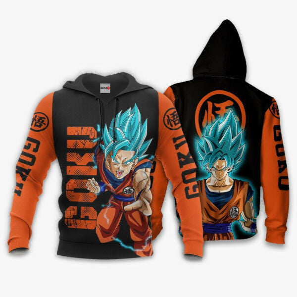Goku Blue Dragon Ball Z Anime 1k298 Fan Gift Stylist Unisex Cartoon Graphic Outfits Aop 3d Hoodie, Zip Hoodie 287
