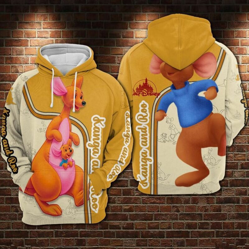 Kanga And Roo Cartoon Winnie The Pooh Movies Disney Over Print 3d Hoodie Zip Hoodie