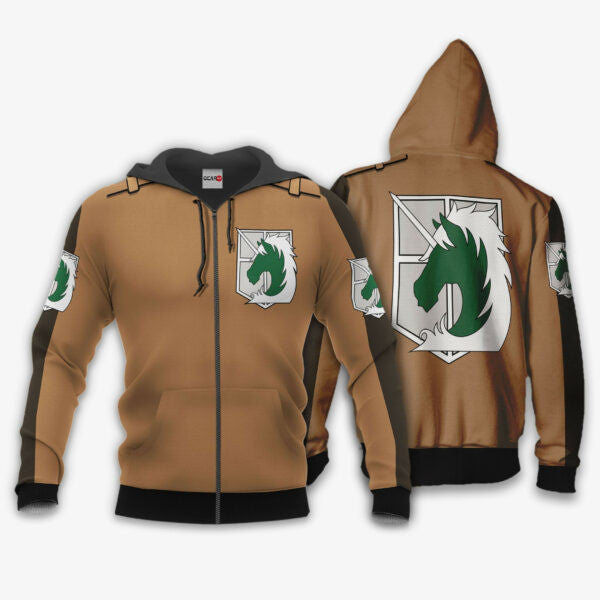 Aot Military Police Uniform Attack On Titan Anime 3k217 Fan Gift Stylist Unisex Cartoon 3d Hoodie Zip Hoodie 971