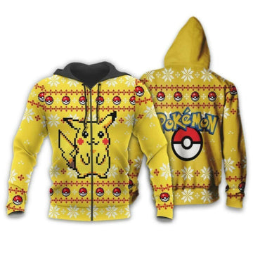 Pikachu Anime Pokemon Manga Ugly Christmas Sweater 1k802 Fan Gift Stylist Unisex Cartoon Graphic Outfits Aop 3d Hoodie Zip Hoodie 2111