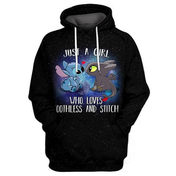 Loves Toothless And Stitch Over Print 3d Hoodie