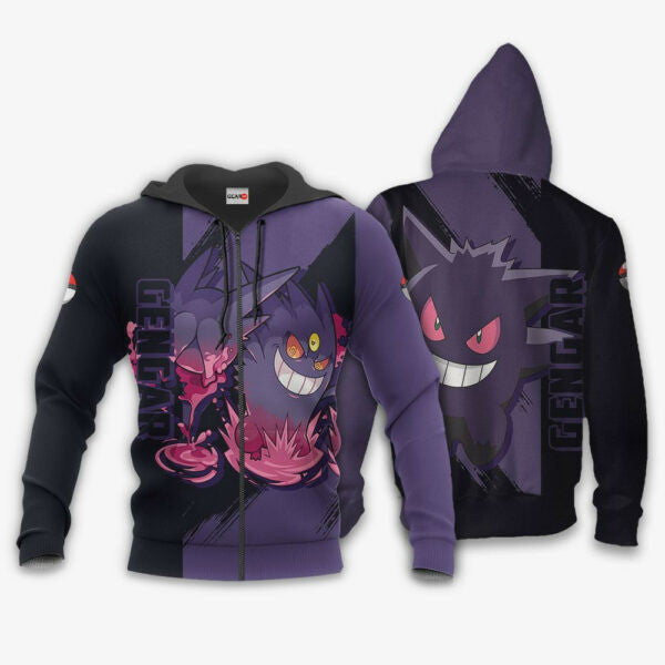 Gengar Anime Pokemon Manga 1k772 Fan Gift Stylist Unisex Cartoon Graphic Outfits Aop 3d Hoodie, Zip Hoodie 222