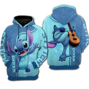 Stitch And Lilo Ohana Cartoon Bling 2k630 Lover Gift , Stitch All Over Print 3d Hoodie 2471