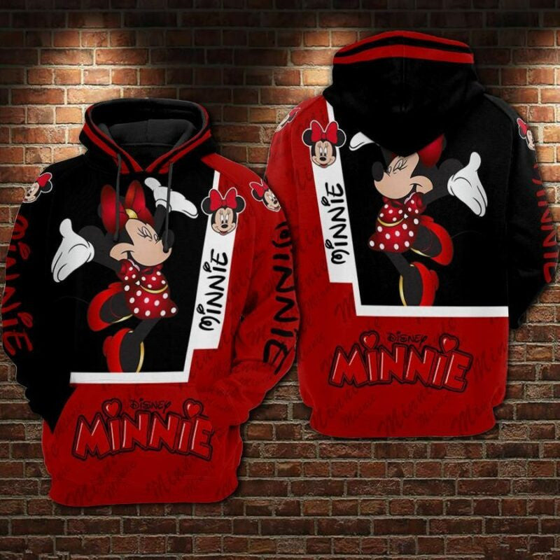 Minnie Mouse Movies Disney Red Over Print 3d Hoodie Zip Hoodie