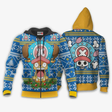 Chopper Ugly Christmas Sweater One Piece Anime 1k503 Fan Gift Stylist Unisex Cartoon Graphic Outfits Aop 3d Hoodie, Zip Hoodie 1703