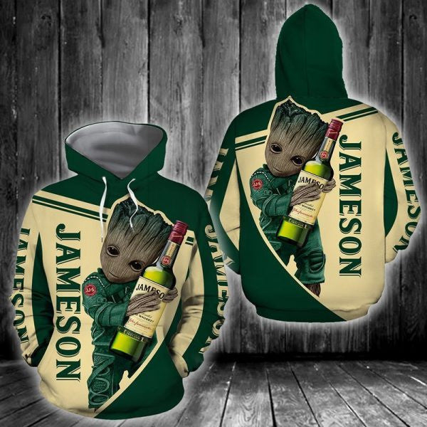 Baby Groot Jameson Irish Whiskey 2k552 Lover Gift ,baby Groot Jameson Irish Whiskeyall Over Print 3d Hoodie 682