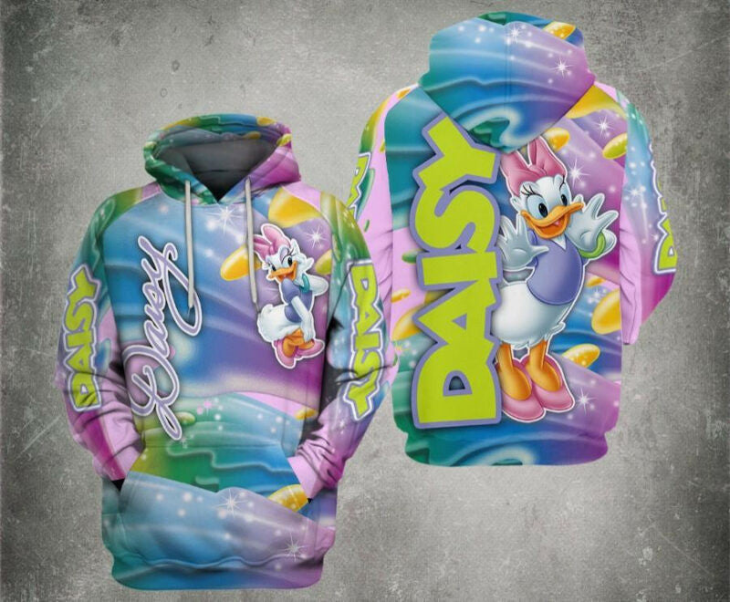 Disney Daisy Duck Multicolor 3d Hoodie Zip Hoodie