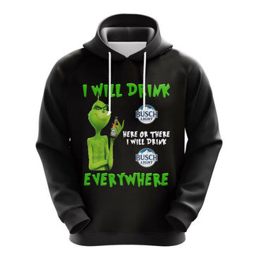 Grinch Drunk Busch Beer Christmas Cute Noel Mc Ugly Hoodie 3d