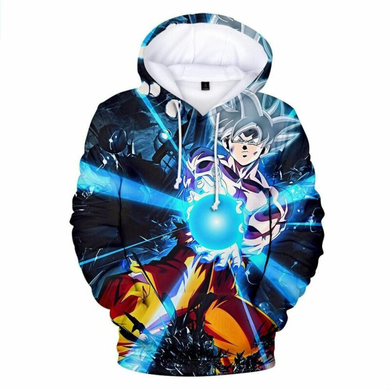 Goku Blue Saiyan Cartoon Dragon Ball Anime Manga 10 Over Print 3d Hoodie Zip Hoodie