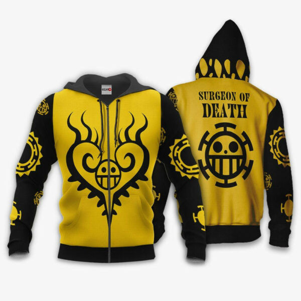 One Piece Trafalgar D Law Uniform Anime 3k424 Fan Gift Stylist Unisex Cartoon 3d Hoodie Zip Hoodie 2604