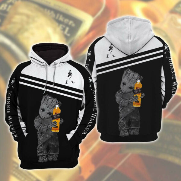 Johnnie Walker Whiskey Baby Groot 3d All Over Print T Shirt Hoodie 844