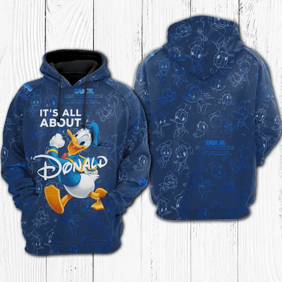 It's All About Donald Duck Disney 497 Fan Gift Stylist Unisex Cartoon Graphic Outfits Aop Hoodie