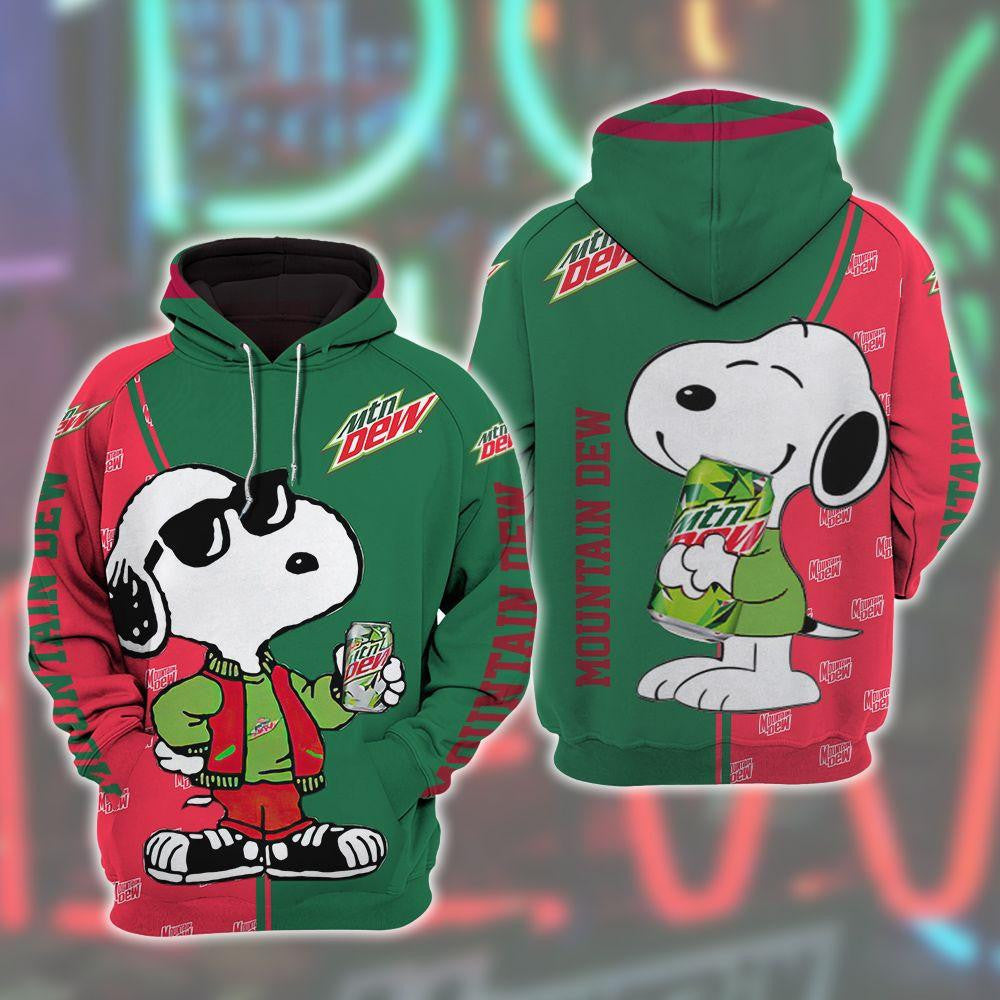 Mountain Dew Fan Gift, Snoopy The Peanuts Mountain Dew All Over Print Hoodie, Zip Hoodie 433