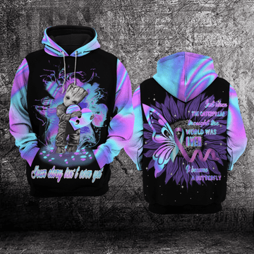Suicide Awareness, Groot Just When The Caterpillar Thought Her Life Was Over, It Became A Butterfly All Over Print Hoodie