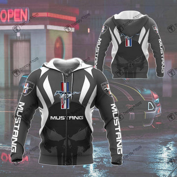 Punisher Ford Mustang Luxury Car 8k192 Fan Gift 3d Zip Hoodie Hoodie Ii0