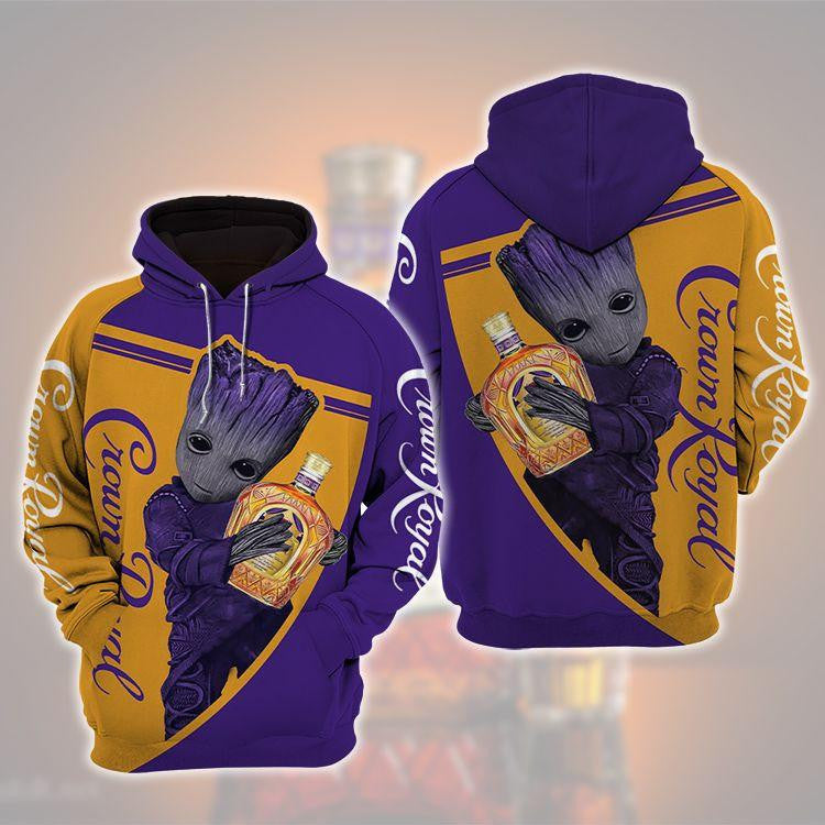 Baby Groot Crown Royal Whiskey 3d All Over Print T Shirt Hoodie