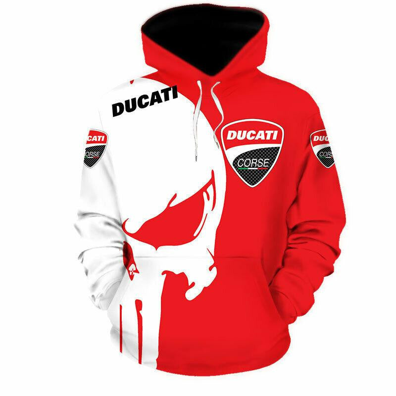 Ducati Corse White Punisher Skull 3d All Over Print Hoodie 360