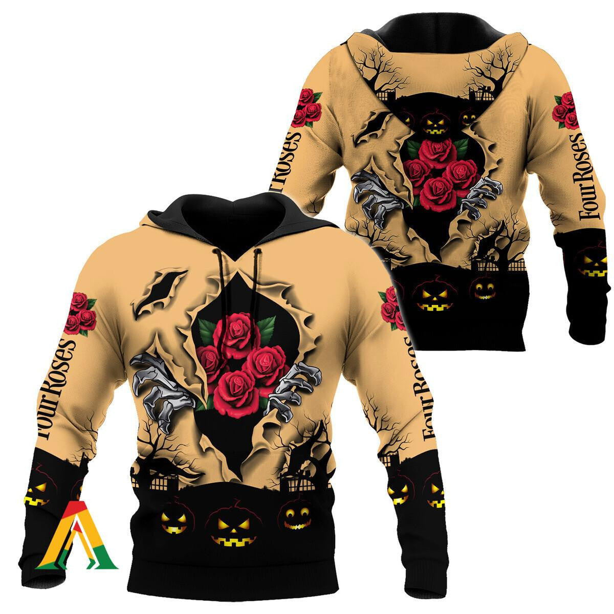 Scary Night Halloween Four Roses Bourbon Hoodie &amp; Zip Hoodie