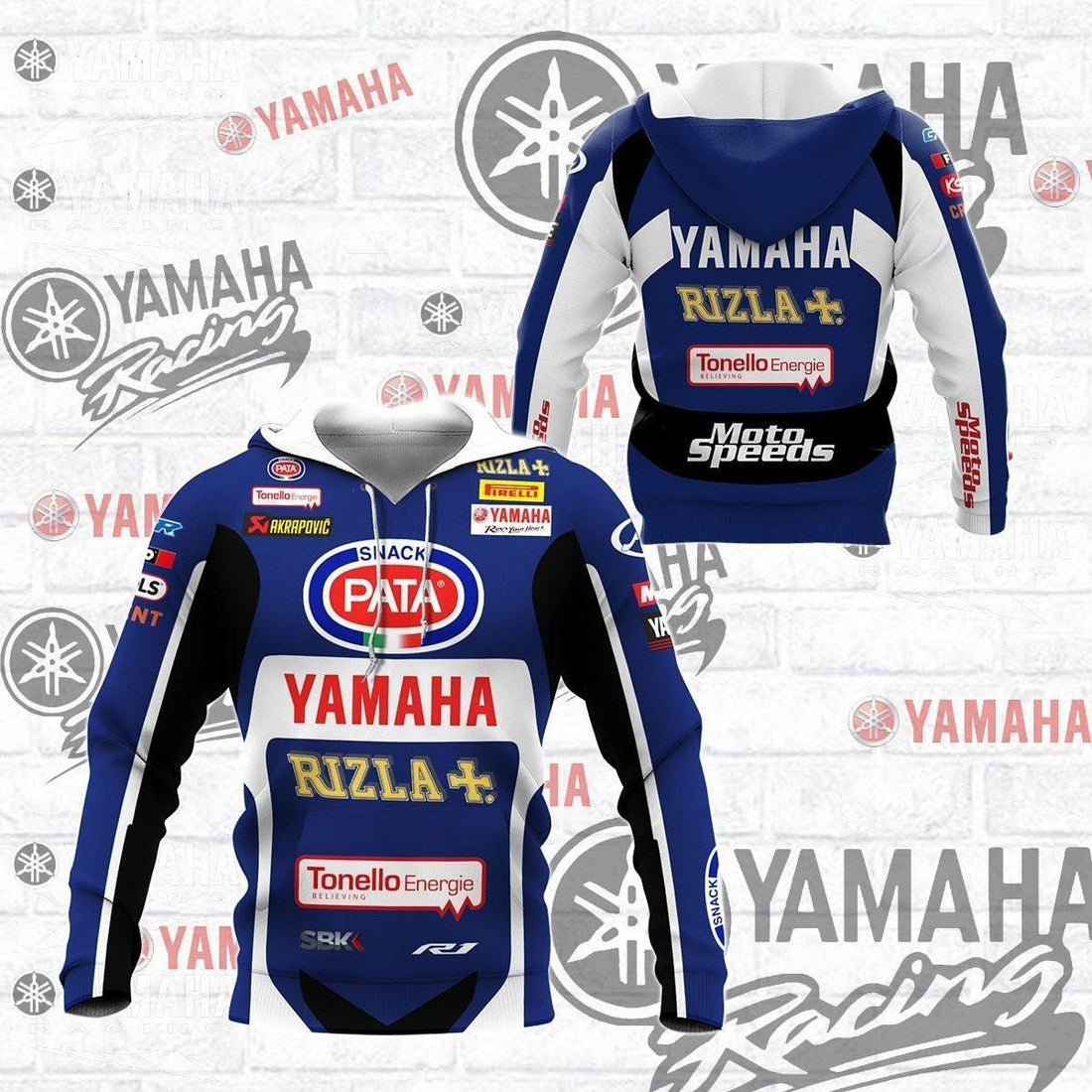 Moto Speeds Snack Pata Yamaha, Yamaha Racing All Over Print Hoodie, Zip Hoodie 80