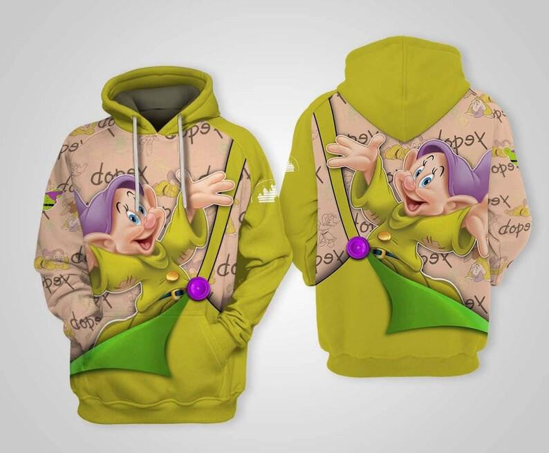 Green Dopey Dwarf Disney Fan Gift, Snow White And The Seven Dwarfs All Over Print Hoodie, Zip Hoodie