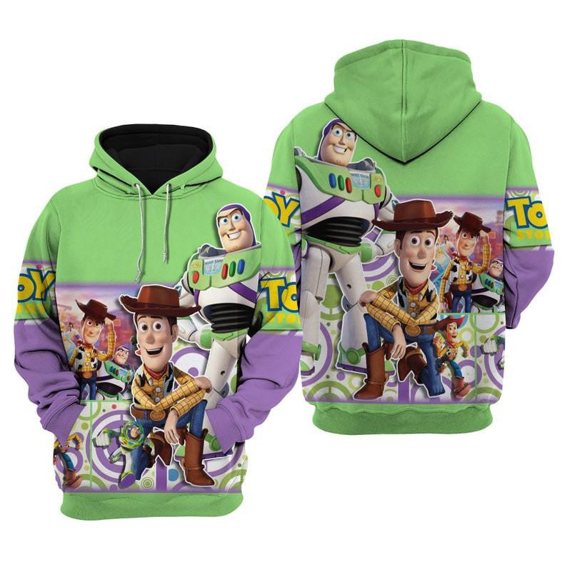 Disney Toy Story Green And Purple, Woody And Buzz Toy Story All Over Print Hoodie, Zip Hoodie