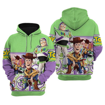 Disney Toy Story Green And Purple, Woody And Buzz Toy Story All Over Print Hoodie, Zip Hoodie