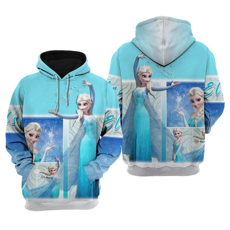 Frozen Elsa Disney Princess Cartoon Fan Gift All Over Print Hoodie, Zip Hoodie