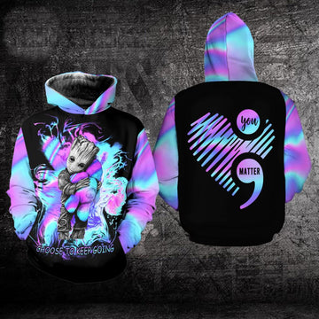 Suicide Awareness Groot Choose To Keep Going All Over Print Hoodie