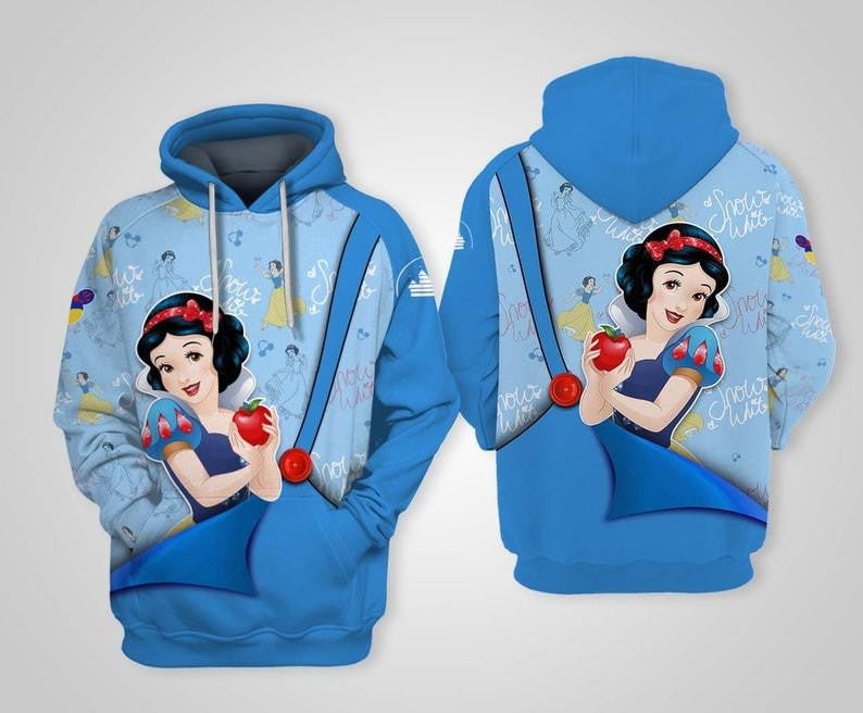 Disney Cartoon Fan Gift, Snow White Princess Disney, Cute Snow White All Over Print Hoodie, Zip Hoodie