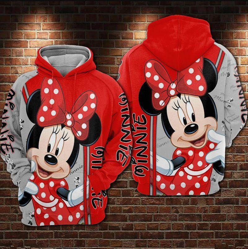 Disney Minnie Mouse, Minnie Mouse Cute Red Aop Hoodie