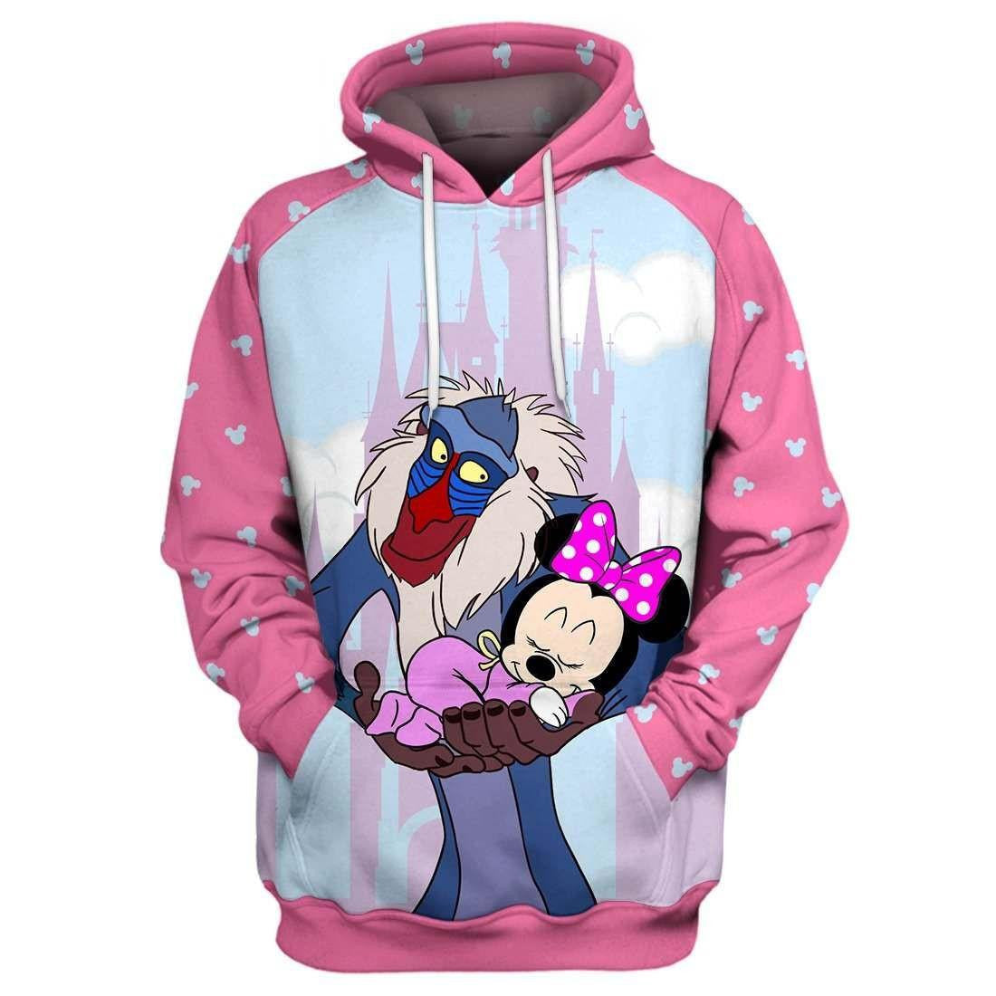 Rafiki The Lion King Hug Minnie Mouse Disney Aop Hoodie