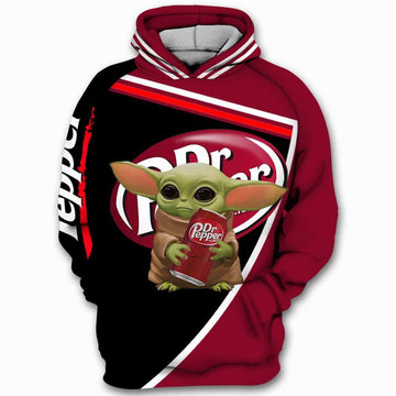 Dr Pepper Baby Yoda Star Wars All Over Print Hoodie, Zip Hoodie