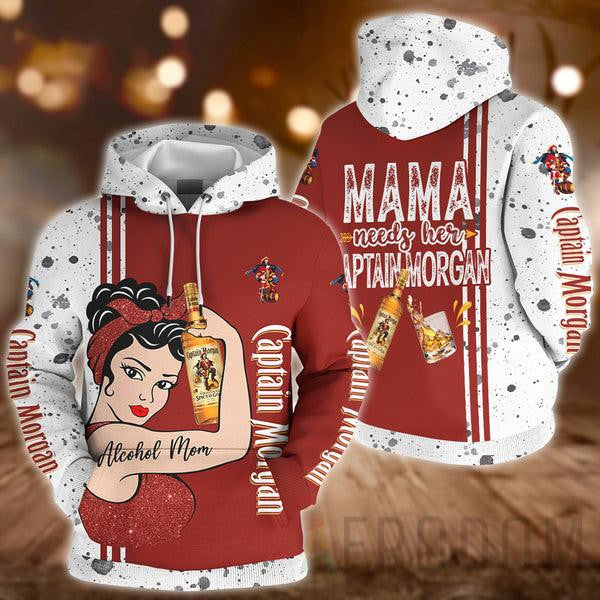 Alcohol Mom, Captain Morgan Lover Gift, Mama Needs Her Captain Morgan All Over Print Hoodie, Zip Hoodie 13