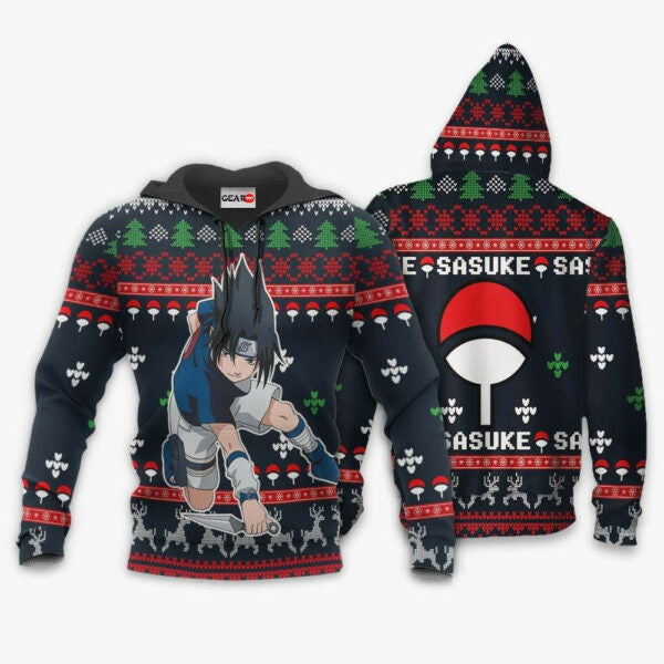 Uchiha Sasuke Naruto Christmas Naruto Anime 1k461 Fan Gift Stylist Unisex Cartoon Graphic Outfits Aop 3d Hoodie, Zip Hoodie 2306