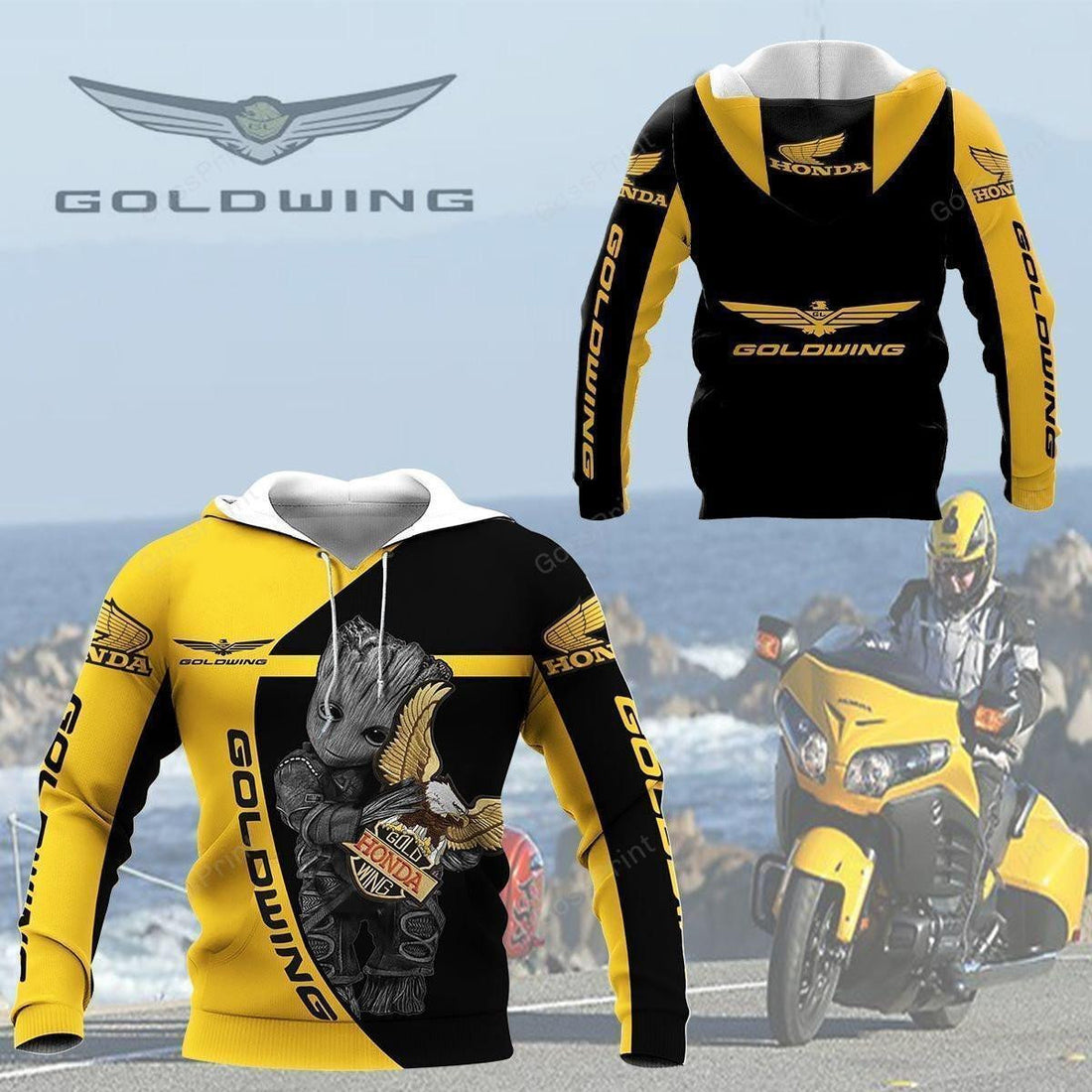 Baby Groot Honda Goldwing Aop Hoodie