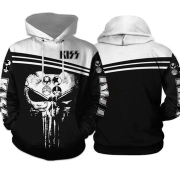 Rock Band Kiss Punisher Skull, Kiss Band Logo Aop Hoodie