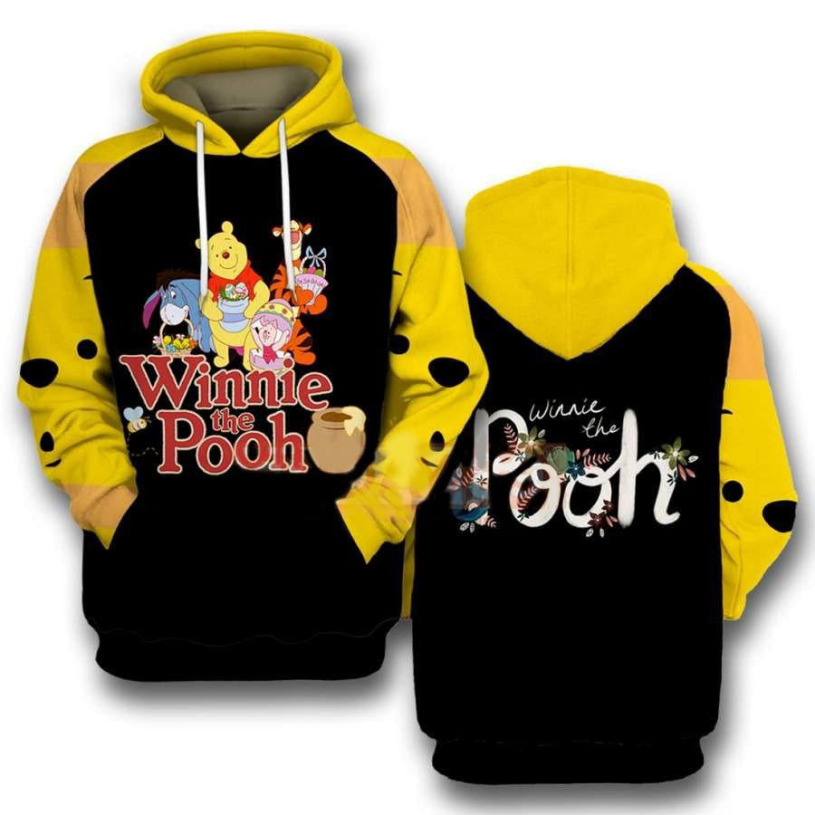 Winnie-the-pooh Disney Fan Gift, Winnie-the-pooh And Friends Tigger Eeyore Piglet Cartoon Floral All Over Print Hoodie