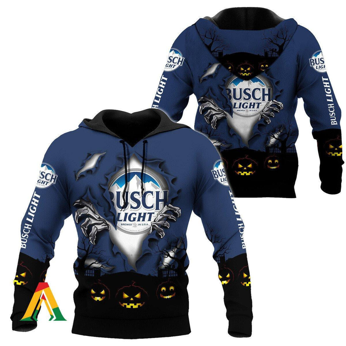 Scary Night Halloween Busch Light Hoodie &amp; Zip Hoodie