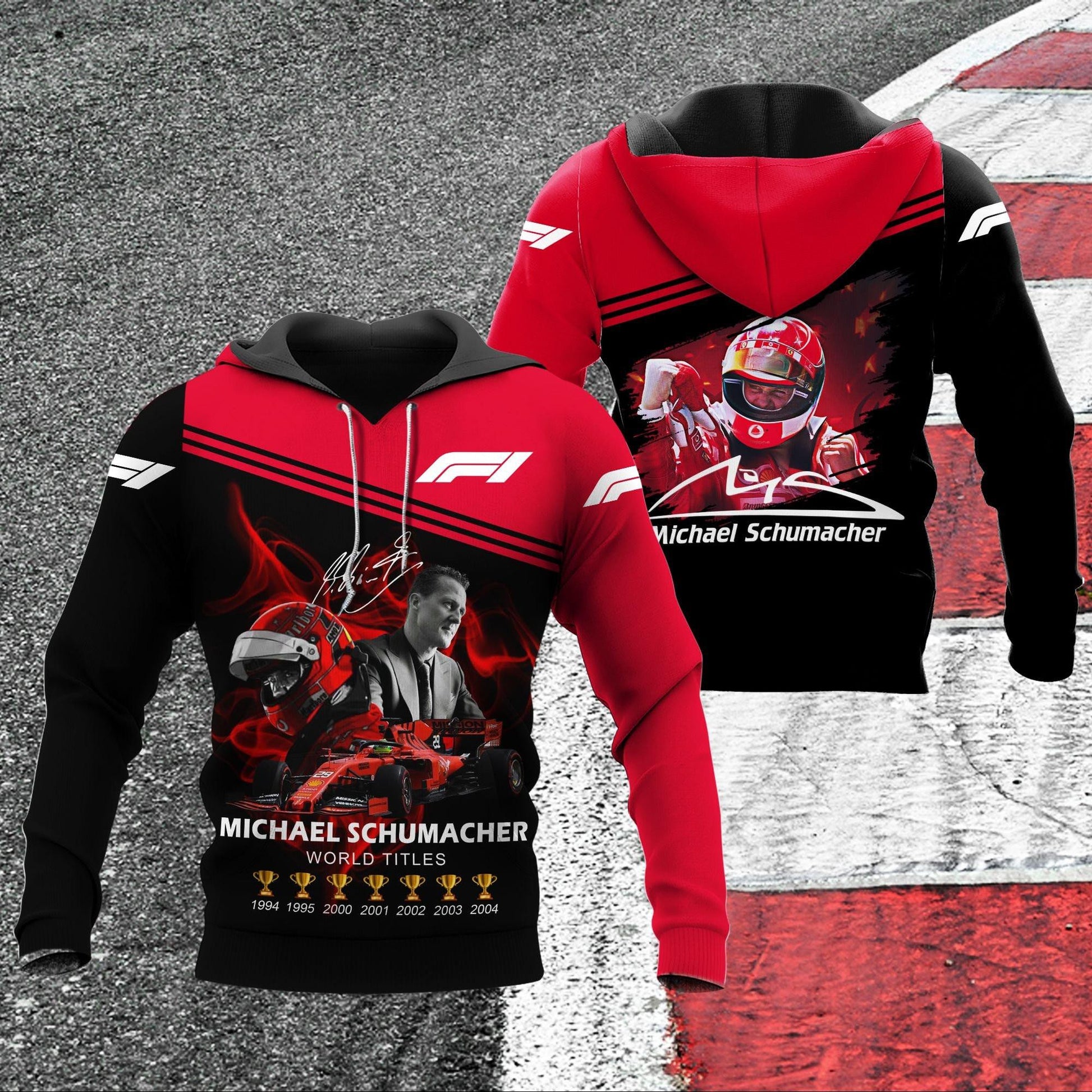 Michael Schumacher F1 7 World Championships, Michael Schumacher Signature All Over Print Hoodie 405