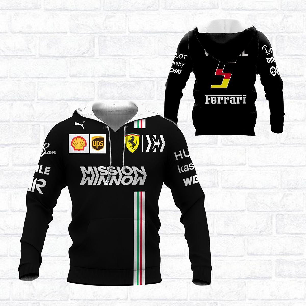 Sebastian Vettel Ferrari Racing Car F1 7k981 Fan Gift 3d Zip Hoodie Hoodie Ii0