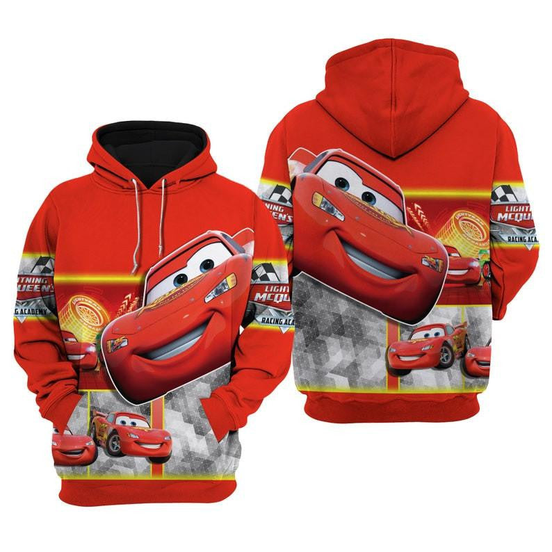 Cars Cartoon Fan Gift, Cars Lightning Mcqueen All Over Print Hoodie, Zip Hoodie