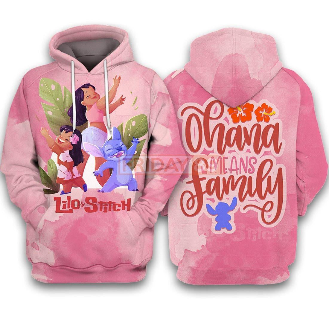 Lilo And Stitch Disney Fan Gift, Ohana Means Family Floral All Over Print Hoodie