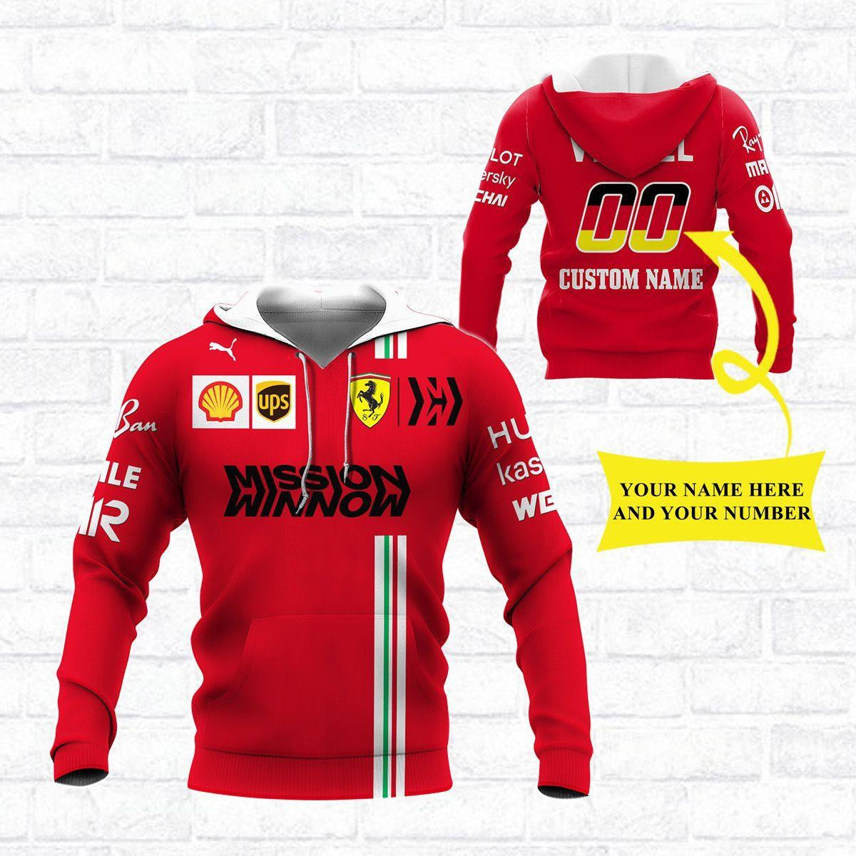 Custom Name And Number Scuderia Ferrari Luxyry Racing Car F1 8k135 Fan Gift 3d Zip Hoodie Hoodie Ii0