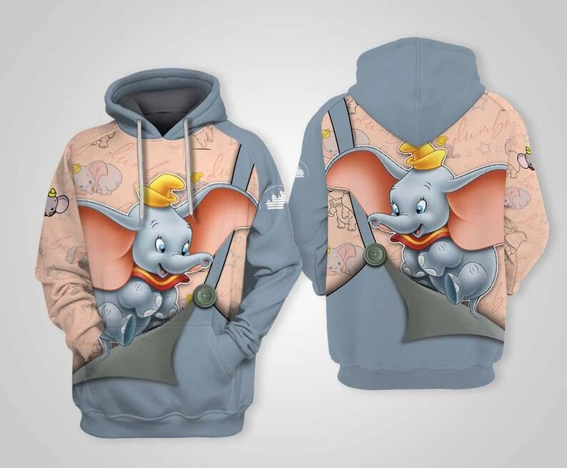 Disney Cartoon Fan Gift, Dumbo Elephant Disney All Over Print Hoodie