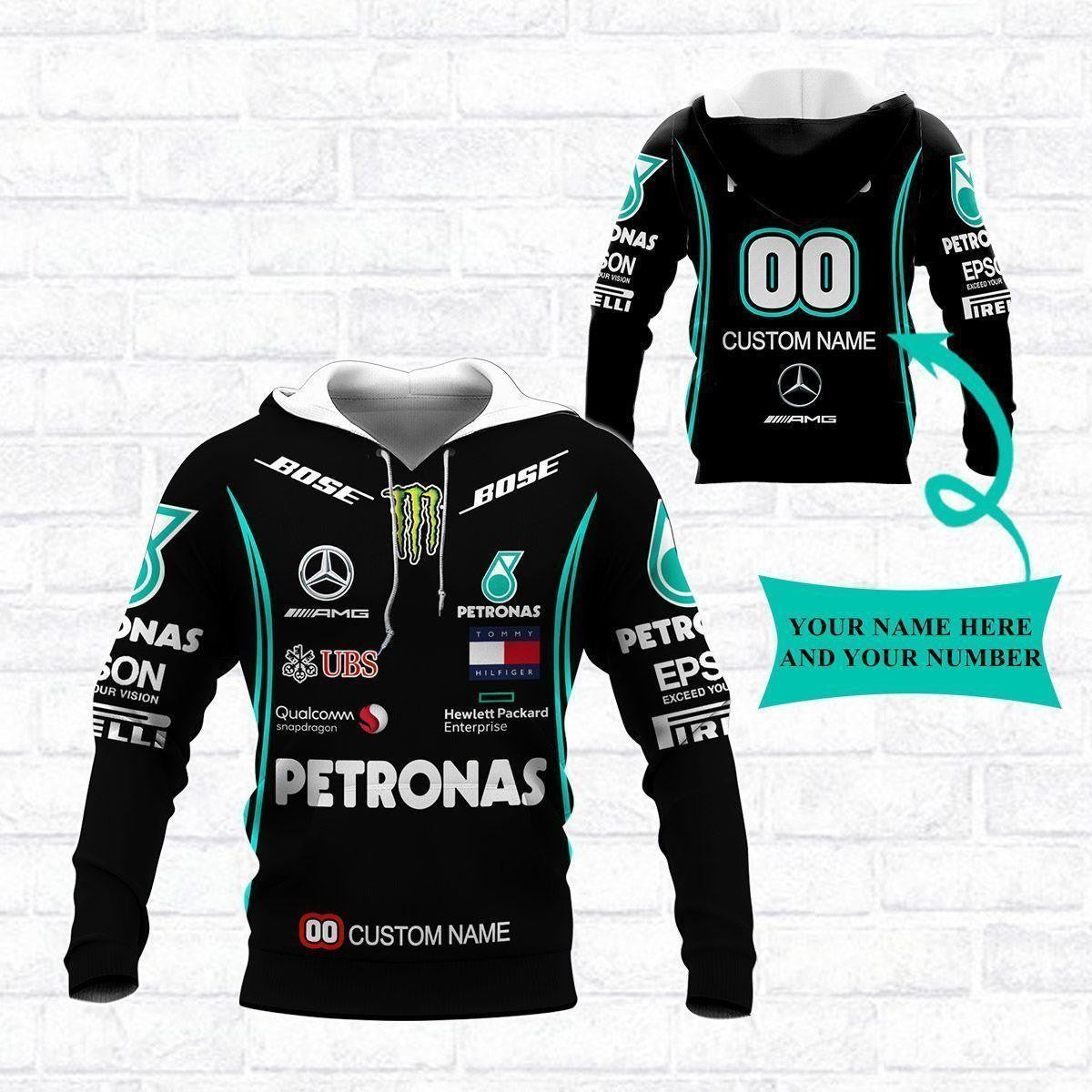 Custom Name &amp; Number Mercedes-benz F1 Shirt Fan Gift 915, Stylist Unisex 3d Hoodie Zip Hoodie